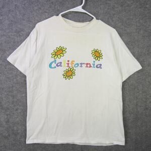 Vintage Lifeforms Shirt Mens Large White California Flowers Graphic 90s USA Made